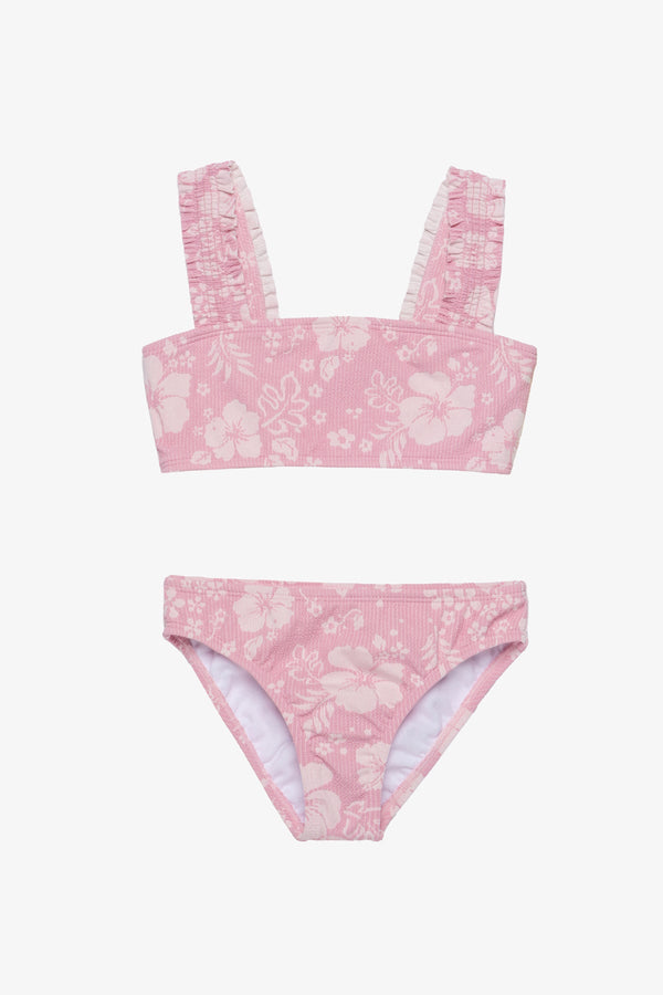 Girls Pink Textured Bikini Set