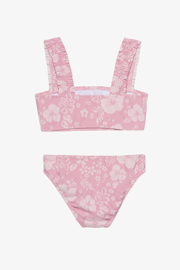Girls Pink Textured Bikini Set