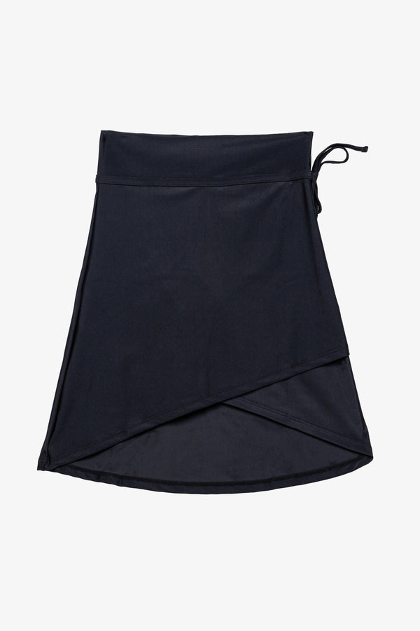 Black Pink Wrap Swim Skirt