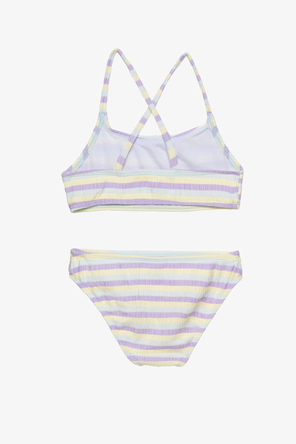 Girls Textured Criss-Cross Back Bikini Set– Multi
