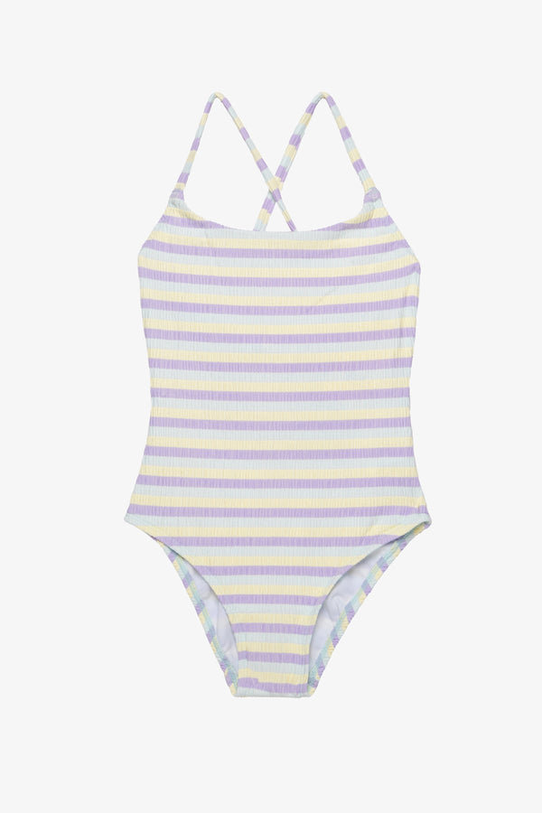 Girls Textured Criss-Cross Back Swimsuit – Multi