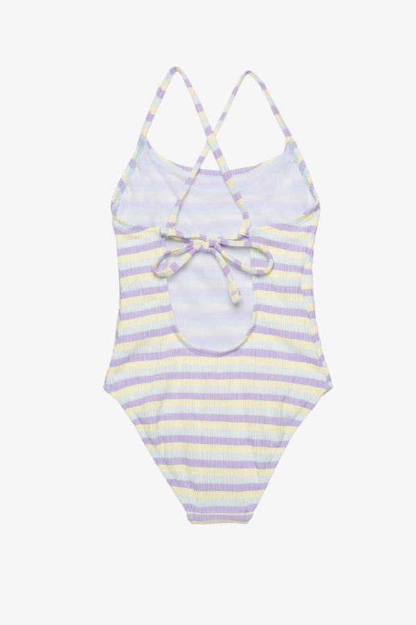 Girls Textured Criss-Cross Back Swimsuit – Multi