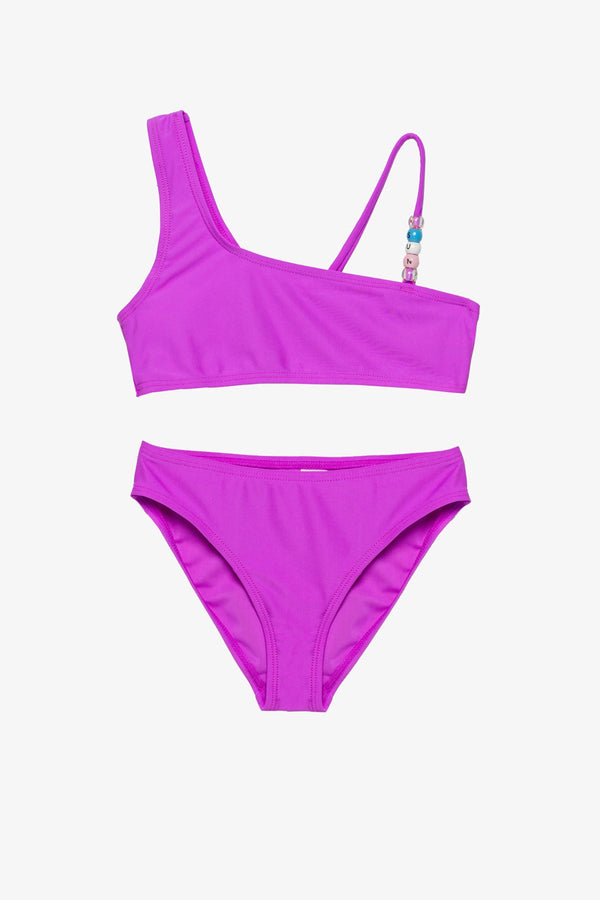 Sun Beading Asymmetrical Beaded Bikini Set-Purple