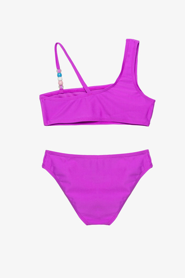 Sun Beading Asymmetrical Beaded Bikini Set-Purple