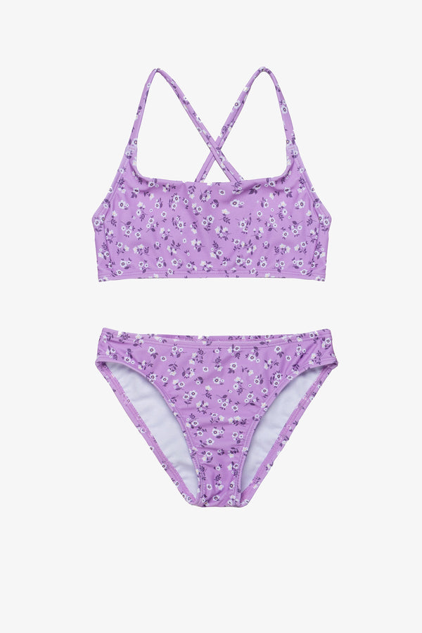 Girls Purple Floral Bikini Set