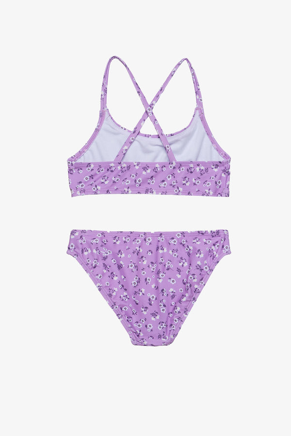 Girls Purple Floral Bikini Set