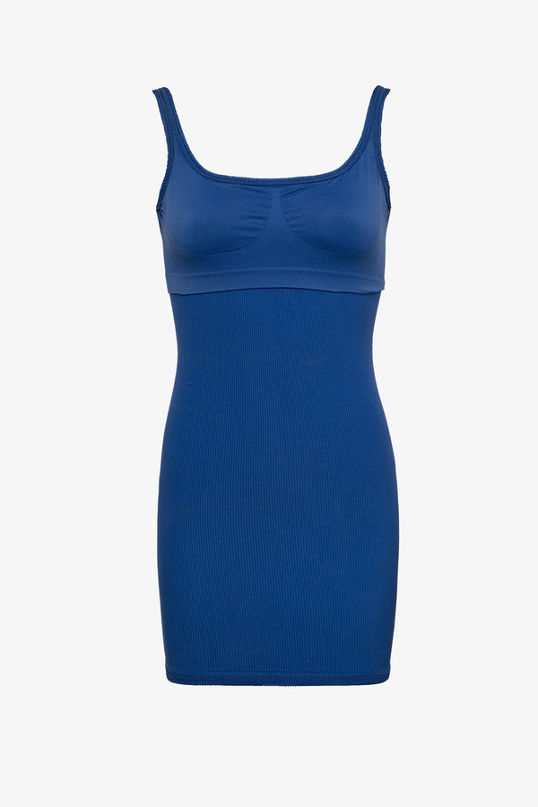 One Size Square Neck Mini Dress - Blue
