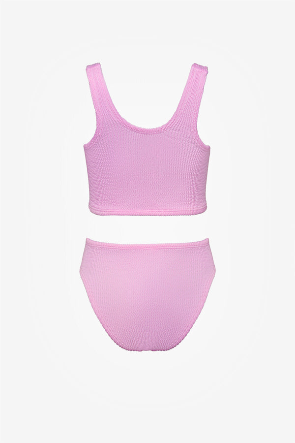 Girls Pink Textured Bikini Set