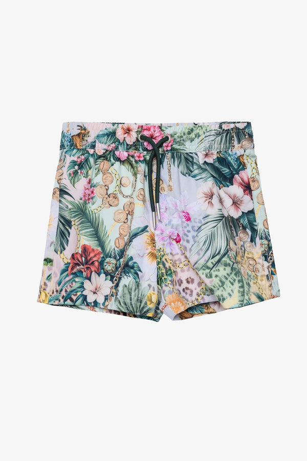 Kids Jungle Treasure Drawstring Swim Shorts-Multi