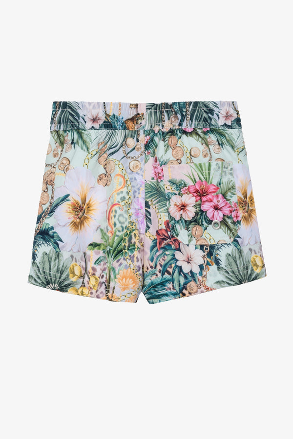Kids Jungle Treasure Drawstring Swim Shorts-Multi