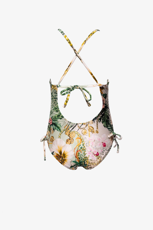 Girls Jungle Treasure Criss Cross Back Adjustable One Piece-Multi