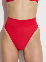 GOTTEX SIMPLY WAFFLE TEXTURED HIGH WAIST BIKINI BOTTOM IN RED