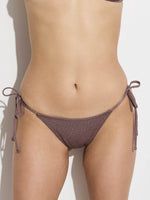 GOTTEX SIMPLY LUREX WAFFLE BIKINI BOTTOM WITH STRING TIES IN BROWN