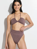 GOTTEX SIMPLY LUREX WAFFLE BIKINI TOP IN BROWN
