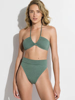GOTTEX SIMPLY LUREX WAFFLE BIKINI TOP IN GREEN