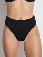 GOTTEX SIMPLY HIGH WAIST BIKINI BOTTOM WITH TEXTURED FABRIC IN BLACK
