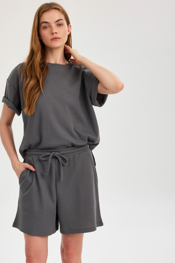 Dark Grey Waffle Shorts