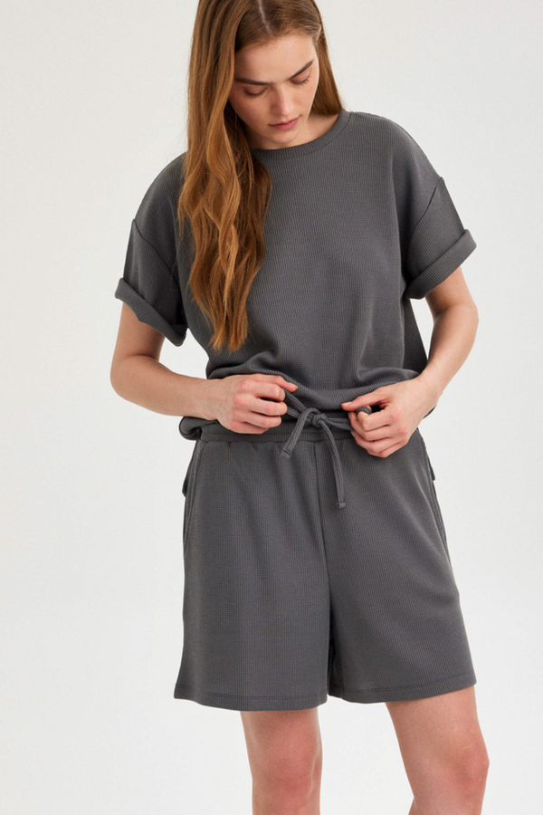 Dark Grey Waffle Shorts