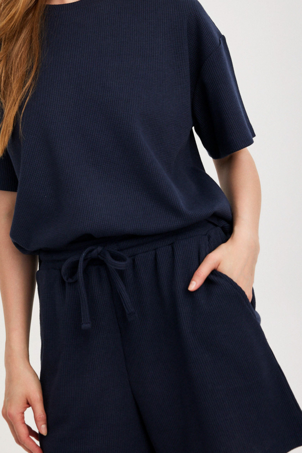 Navy Waffle Shorts