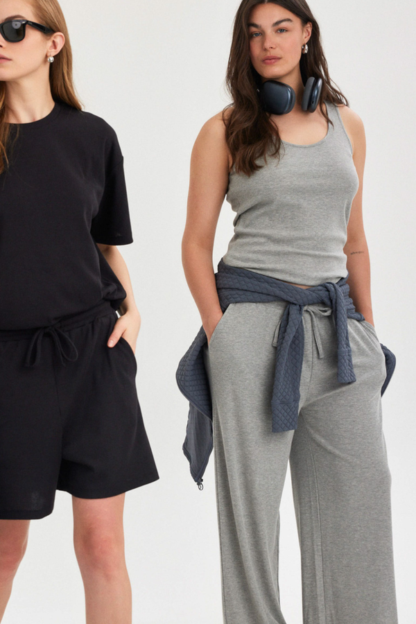 Grey Ribbed Tank Top