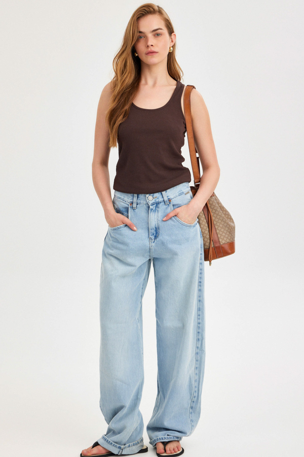 Dark Brown Ribbed Tank Top