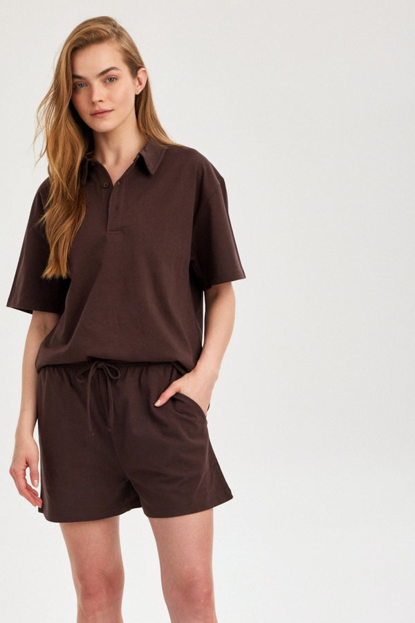 Brown Jersey Shorts