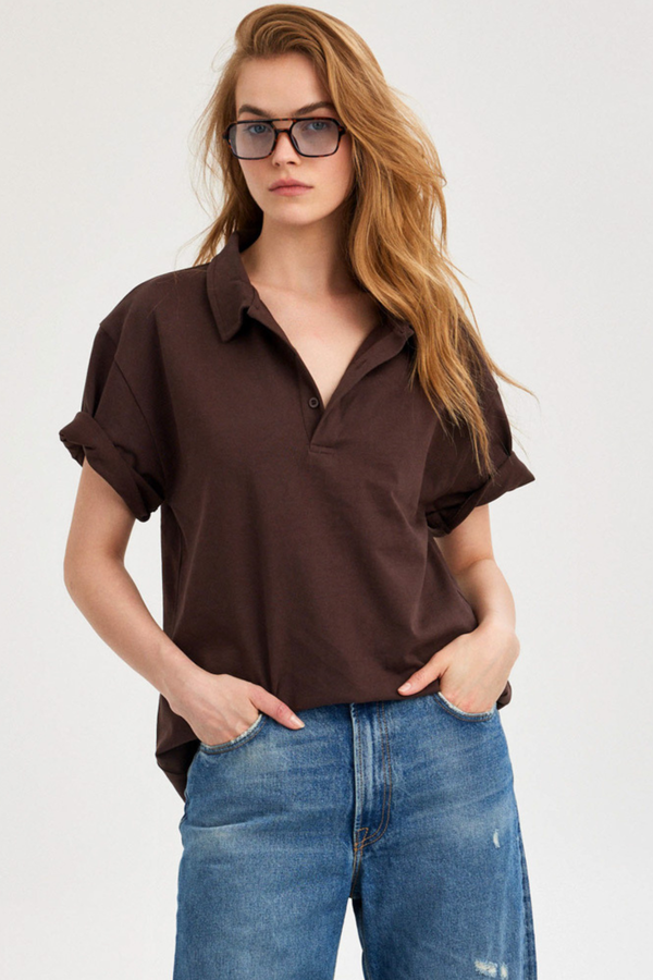 Brown Jersey Polo Shirt