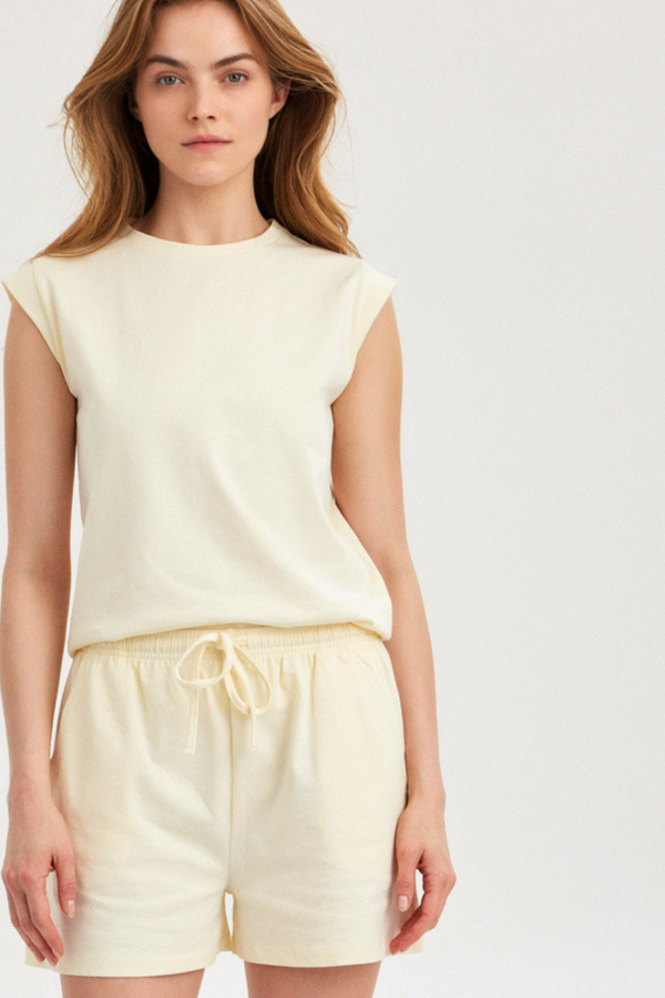 Cream Jersey Tank Top