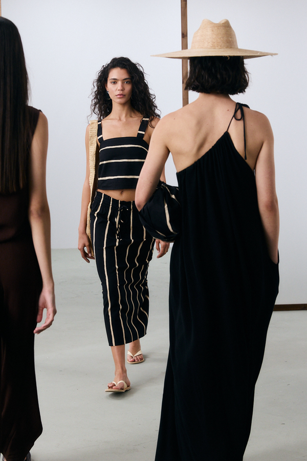 Marrakech One Shoulder Tie Maxi Dress - Black
