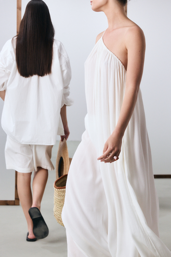 Marrakech One Shoulder Tie Maxi Dress - White
