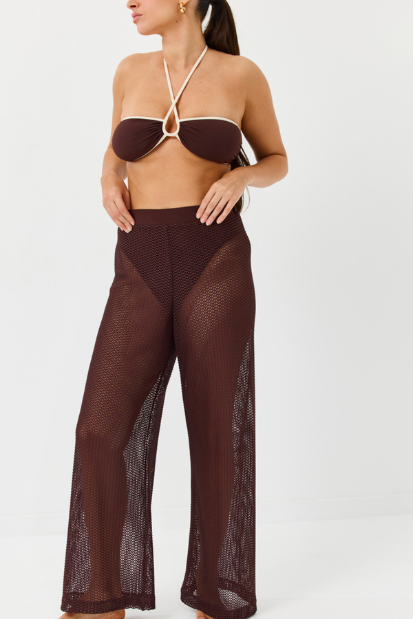 Turkiz Brown Mesh Relaxed-Fit Pants