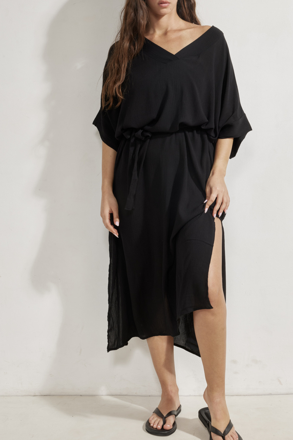 Perfect V-Neck Tunic Cover-Up-Black