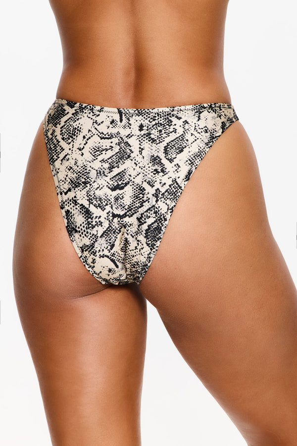 Silky Python Satin High Waist Bikini Bottom