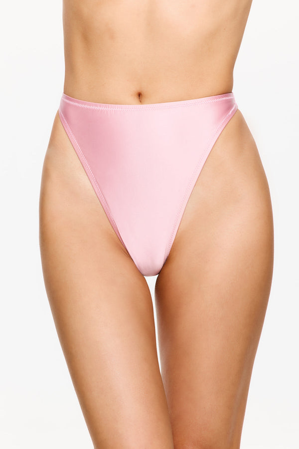 Satin Royale High Waist Bikini Bottom - Pink