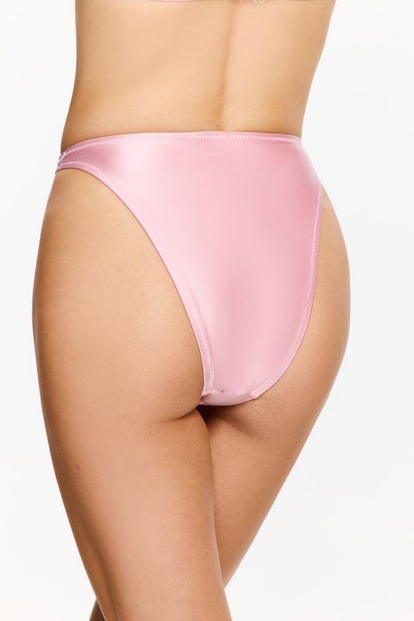 Satin Royale High Waist Bikini Bottom - Pink