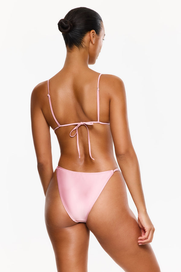 Satin Royale Triangle Bikini Top - Pink