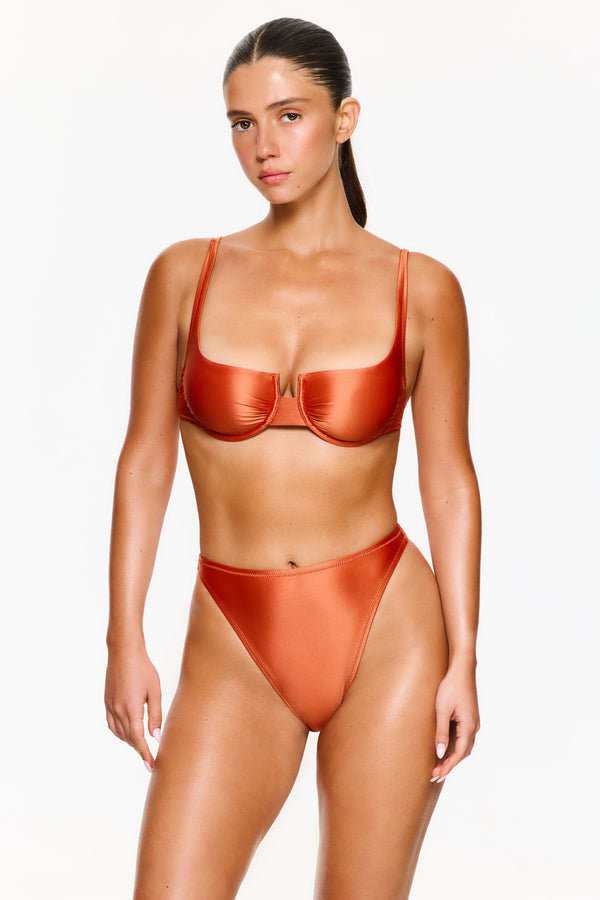 Satin Royale Underwire Bikini Top - Orange