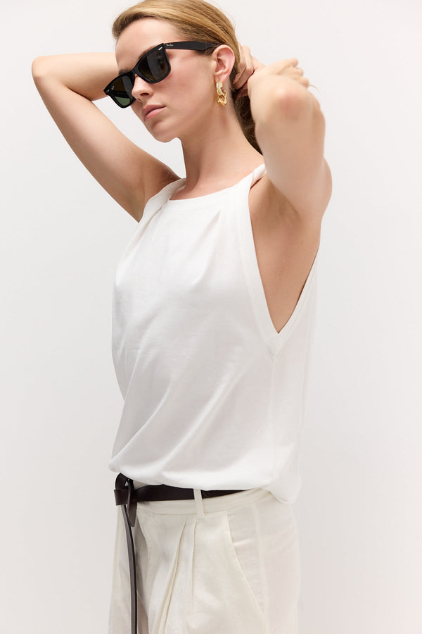 White Twisted-Strap Tank Top