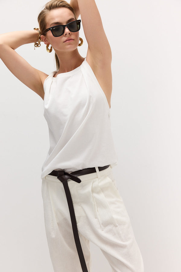 White Twisted-Strap Tank Top