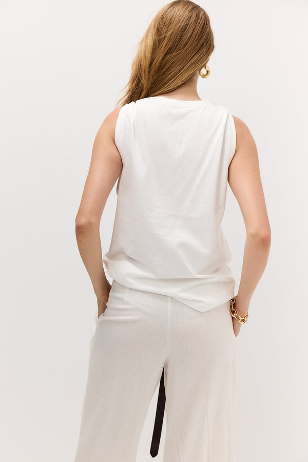 White Twisted-Strap Tank Top