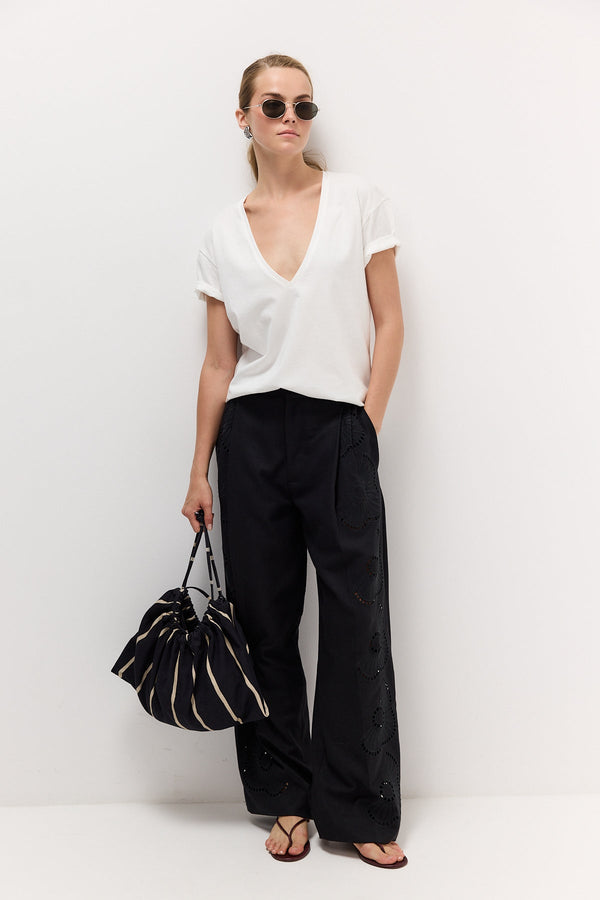 White Deep V-Neck T-Shirt