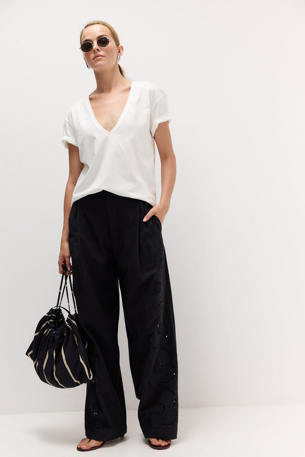 White Deep V-Neck T-Shirt