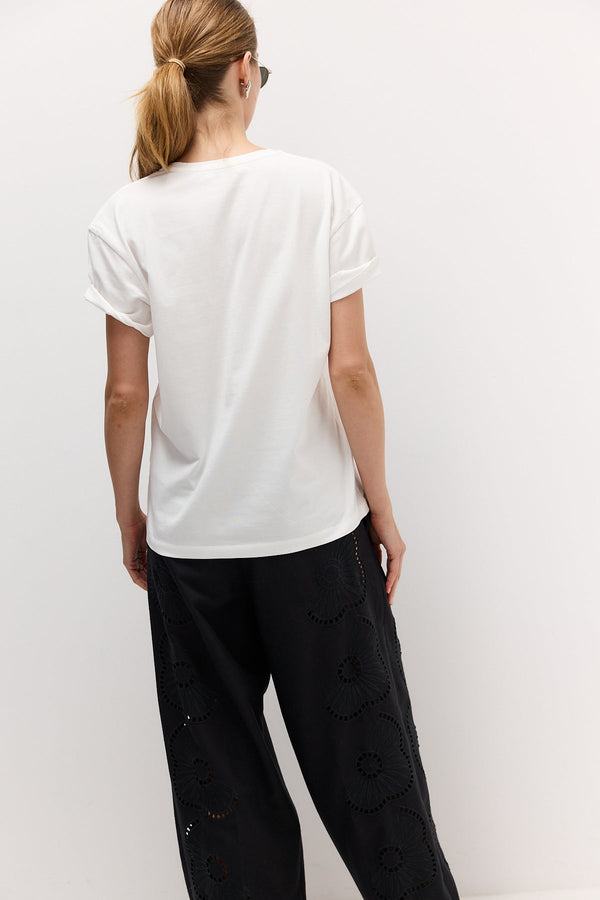White Deep V-Neck T-Shirt
