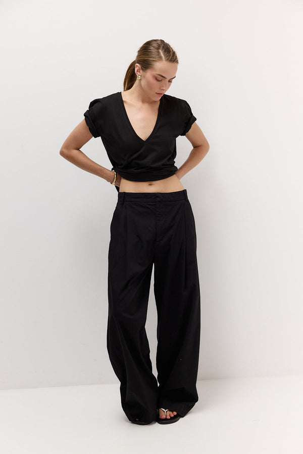Black Deep V-Neck T-Shirt