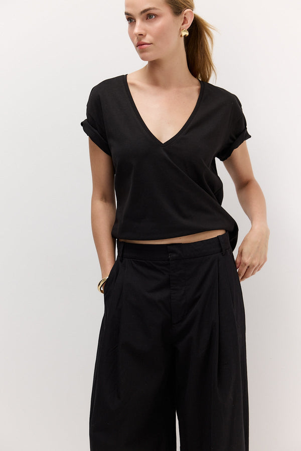 Black Deep V-Neck T-Shirt