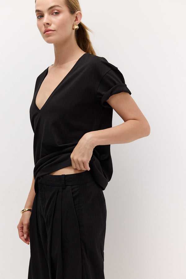 Black Deep V-Neck T-Shirt