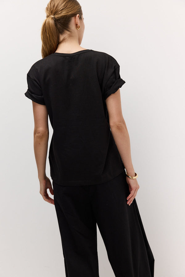 Black Deep V-Neck T-Shirt