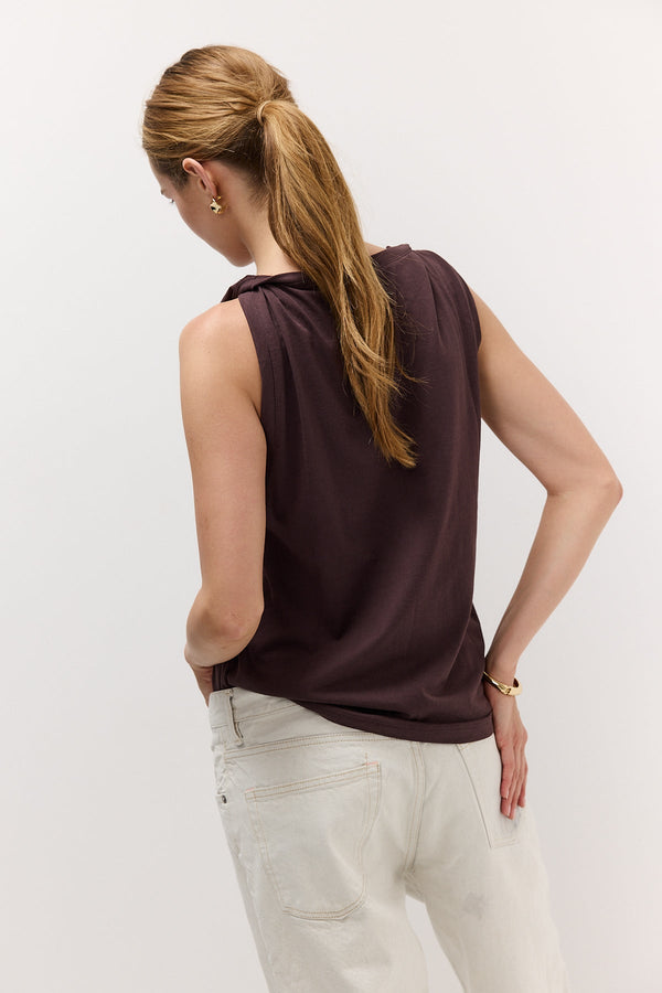 Brown Twisted-Strap Tank Top