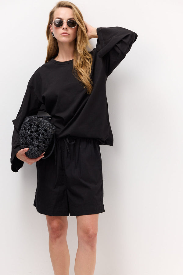 Black Bell-Sleeve T-Shirt