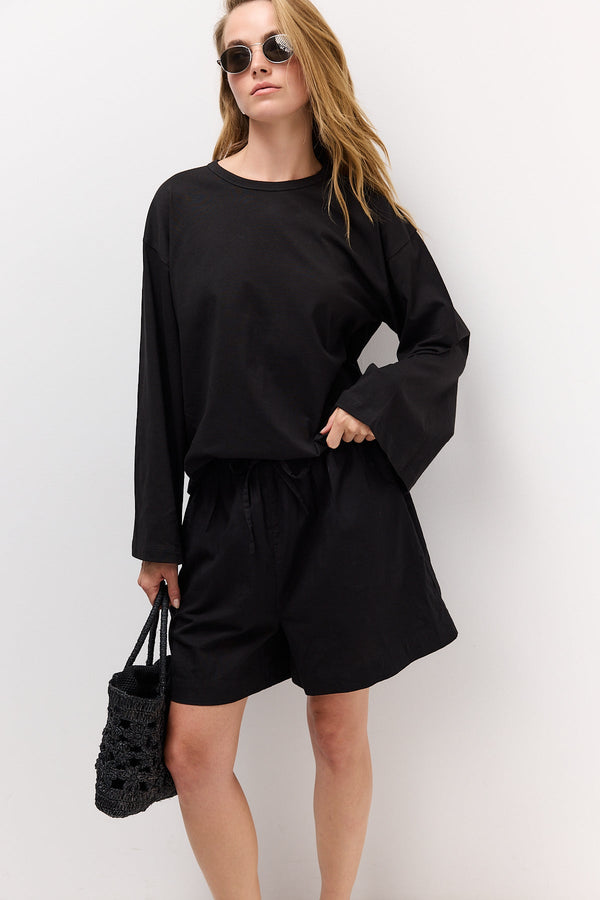 Black Bell-Sleeve T-Shirt